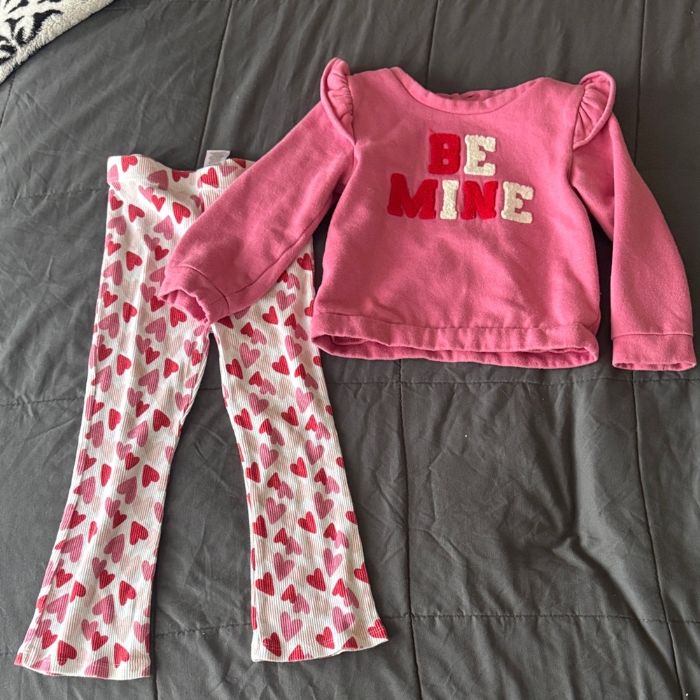 Pink 'Be Mine' Kids Pajama Set